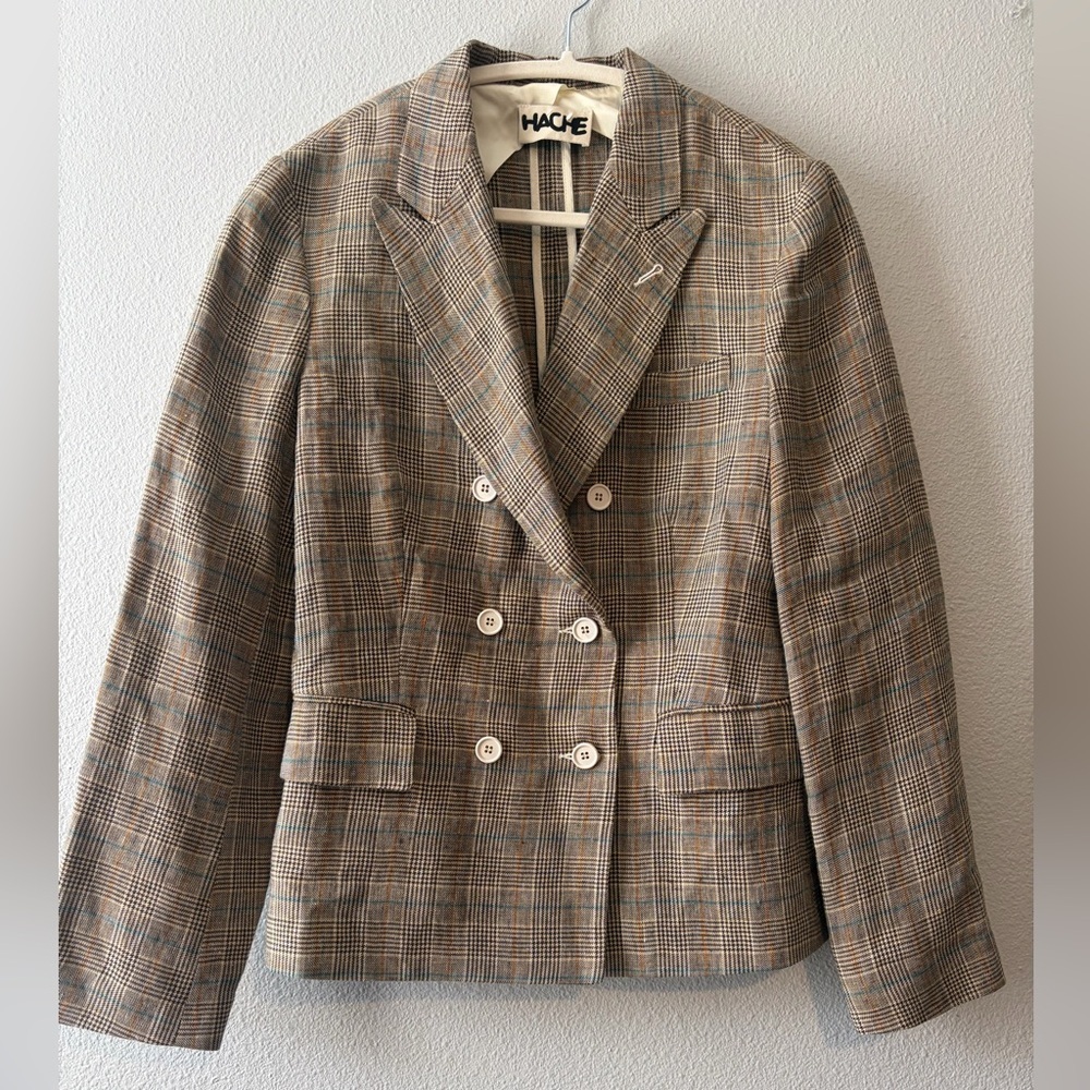 HACHE DOUBLE BREASTED PLAID JACKET
